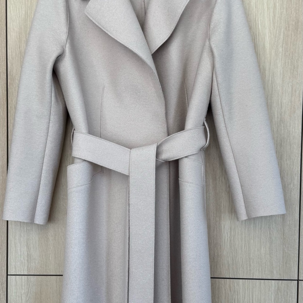 Harris Wharf London Womens Belted Long Wool-Blend Coat - Cream